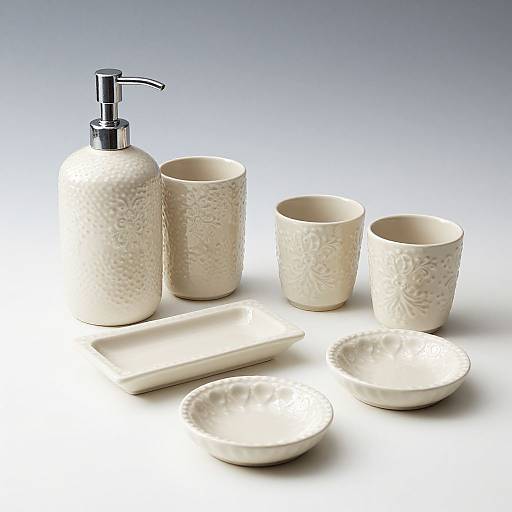 Elegant Cream Ceramic Bath Accessories