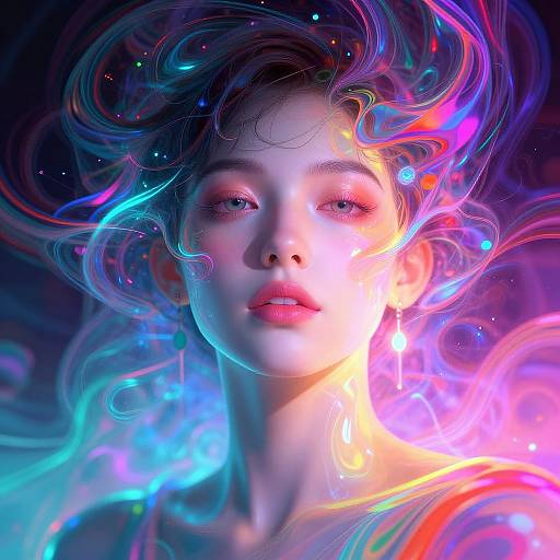 Dreamy Cyberpunk Neon Portrait