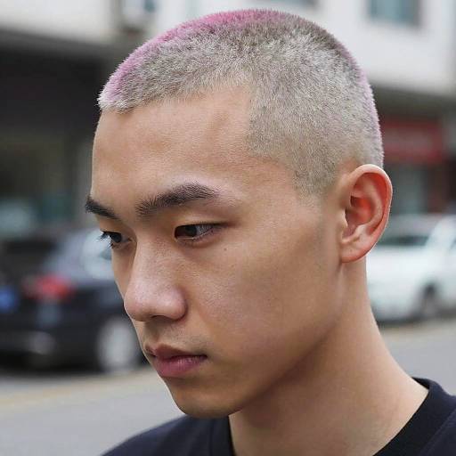 Vibrant Buzz Cut Urban Portrait