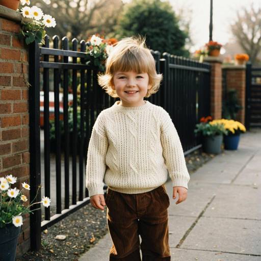 Toddler Boy in Corduroy Pants and Knit Jumper Outdoors