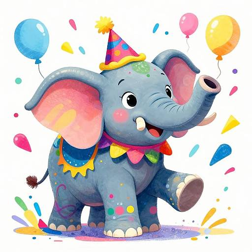 Vibrant Whimsical Circus Elephant
