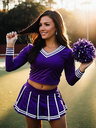 Woman in Purple Cheerleading Costume