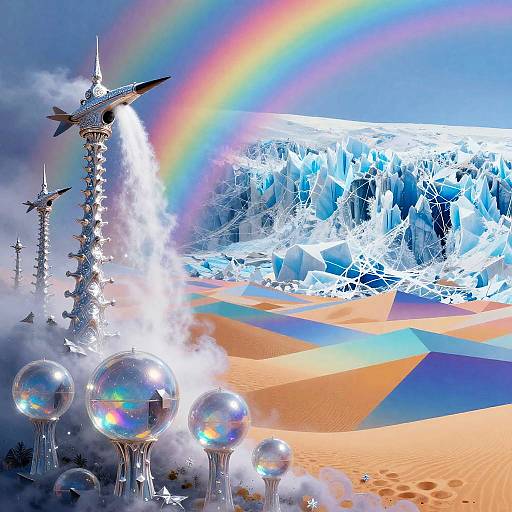 Surreal Dreamscape with Prismatic Elements