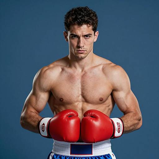 Muscular Boxer with Red Gloves
