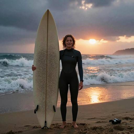 Cinematic Stormy Sunset Surfer Portrait