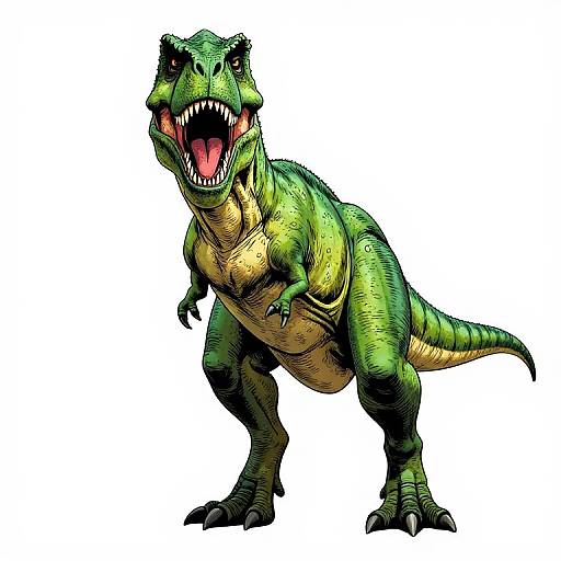 Comic Style Green T-Rex Action Pose