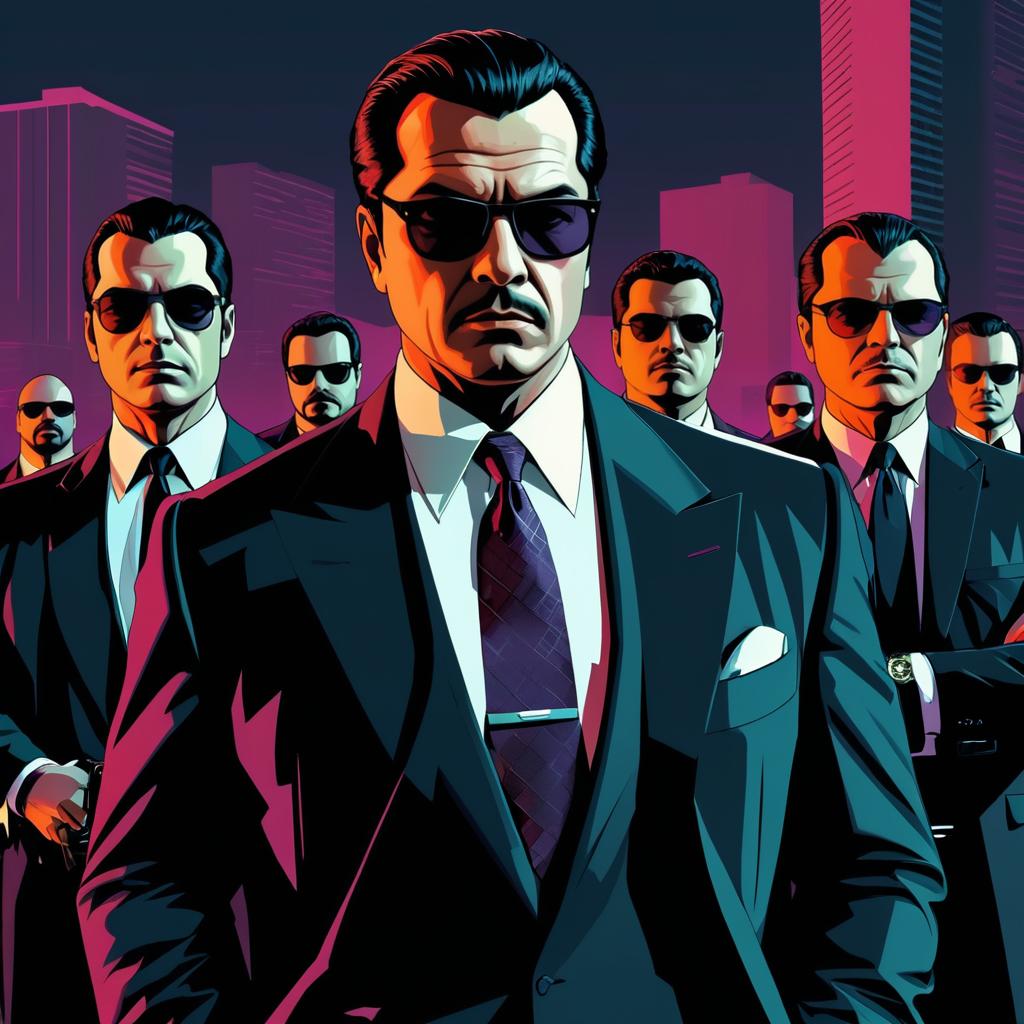 Stylish Mob Boss in GTA-Inspired Art