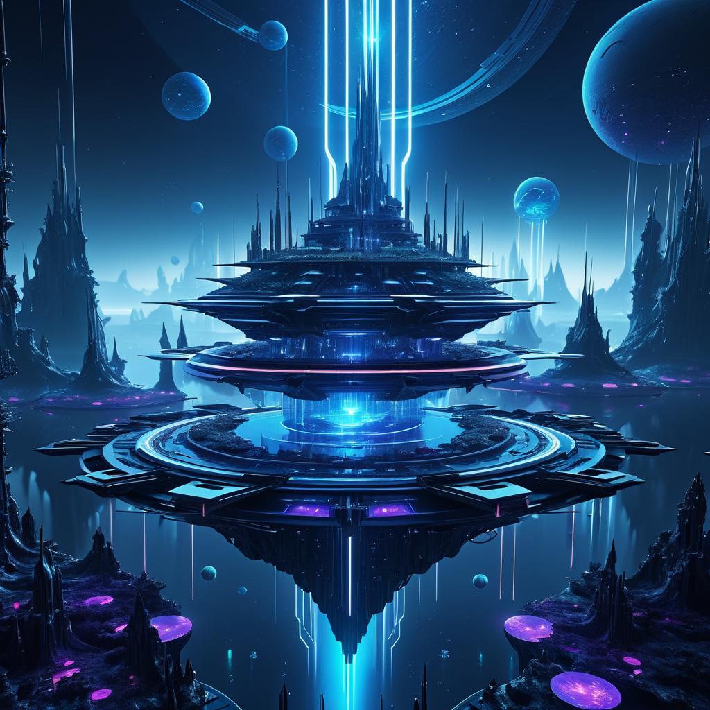 Futuristic Alien Landscape with AI Superstar