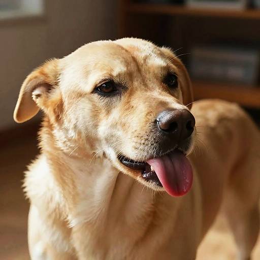 Photorealistic Dog Licking Chest