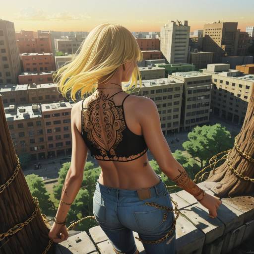 Summer Cityscape Girl in Attack on Titan Style
