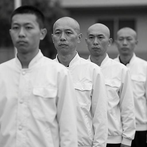 High-Contrast Portrait: Four Men in White