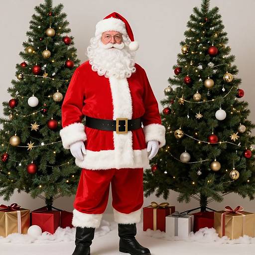 Classic Male Santa by Christmas Tree