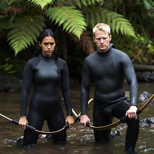 Jungle Archers in Wetsuits: A Dynamic Scene