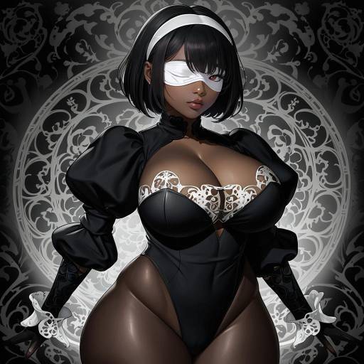 Illustration of 2p (nier:automata), nier (series) in the style of Nonoyama