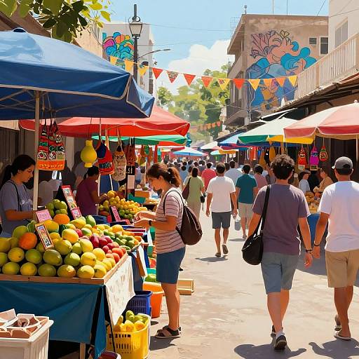Vibrant Street Market Digital Painting