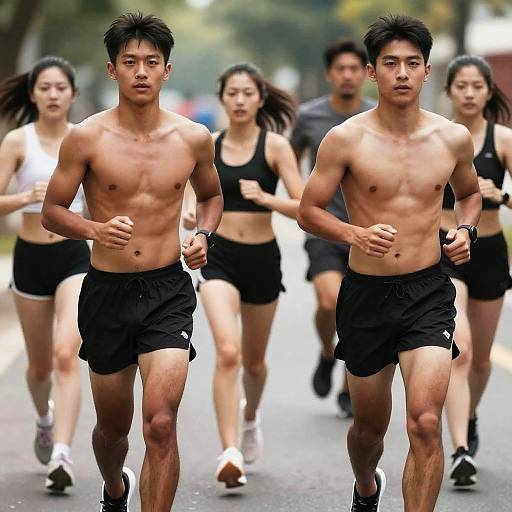 Group of Dark Skinned Runners Outdoors