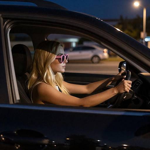 Night Drive: Blonde in Pink Shades
