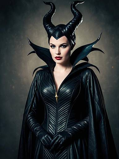 Close-Up Woman in Maleficent Costume