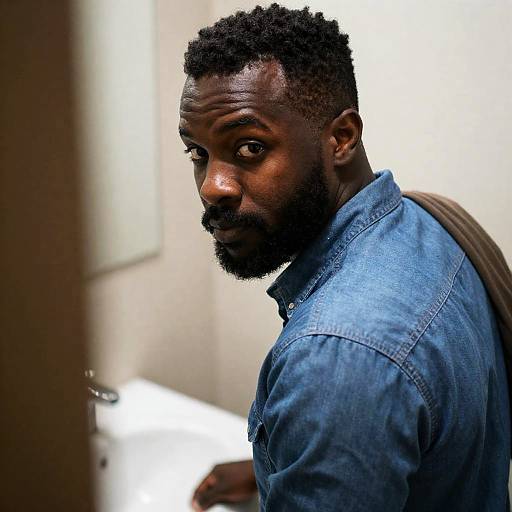 Intense Portrait of a Dark-Skinned Man