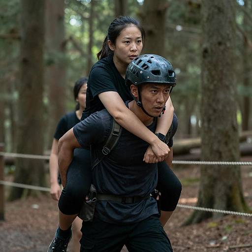 Heroic Rescue in a Sunlit Forest