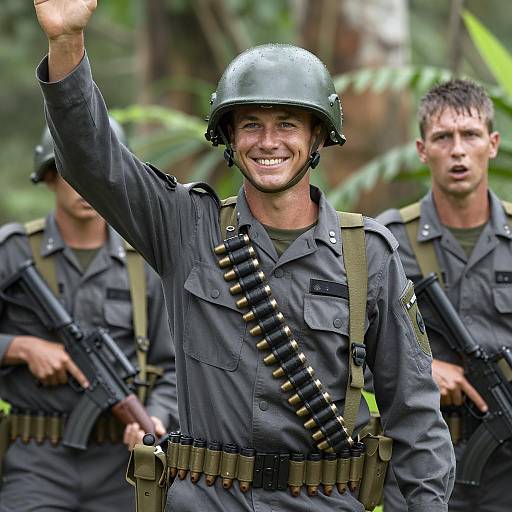 Three Soldiers in Jungle Camouflage
