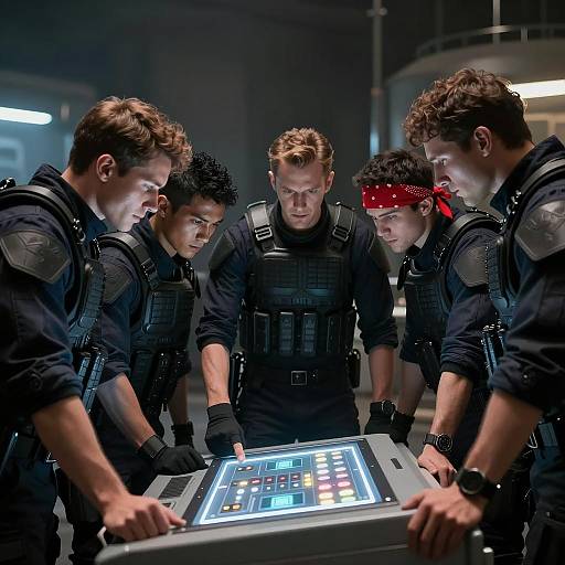 Tactical Team in Dimly Lit Environment