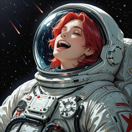 Energetic Astronaut Boy in Space