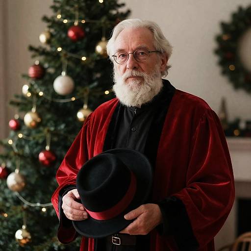 Elderly Man in Festive Holiday Setting
