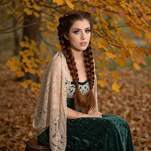 Ethereal Hispanic Woman in Autumn Portrait