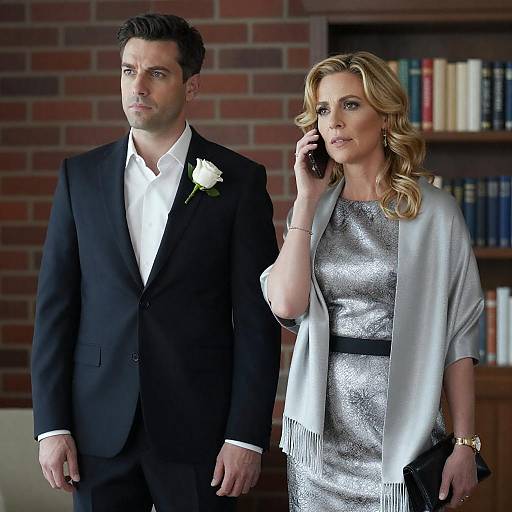 Man and Woman in Formal Attire Indoors