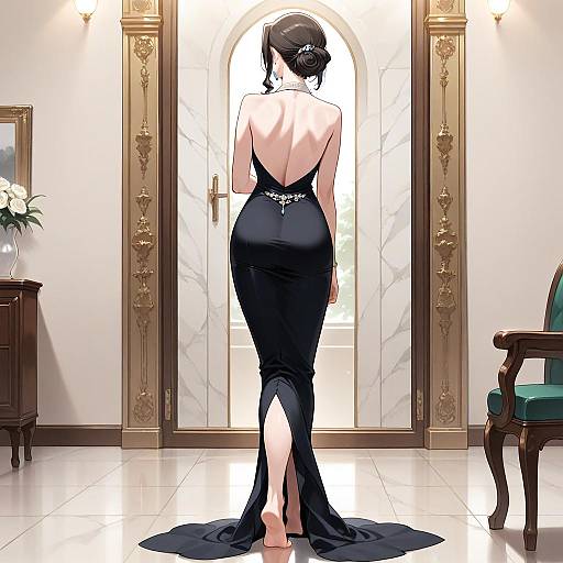 Elegant Barefoot Lady in Full Body Shot