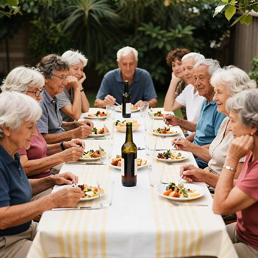 Elderly Gathering at a Sunlit Table