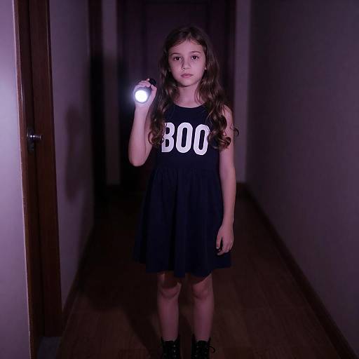 Spooky Glow: Young Girl in Hallway