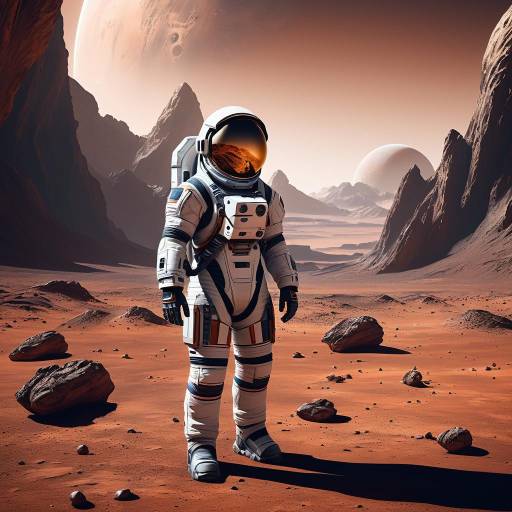 Futuristic Astronaut in Stunning Martian Landscape Futuristic Astronaut in Stunning Martian Landscape