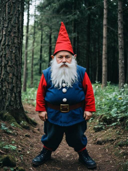 Man in Gnome Costume in Forest