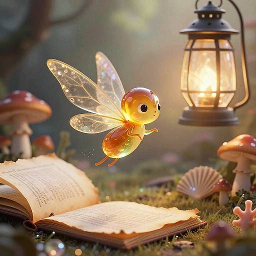 Amber Firefly Pixie in Enchanted Garden