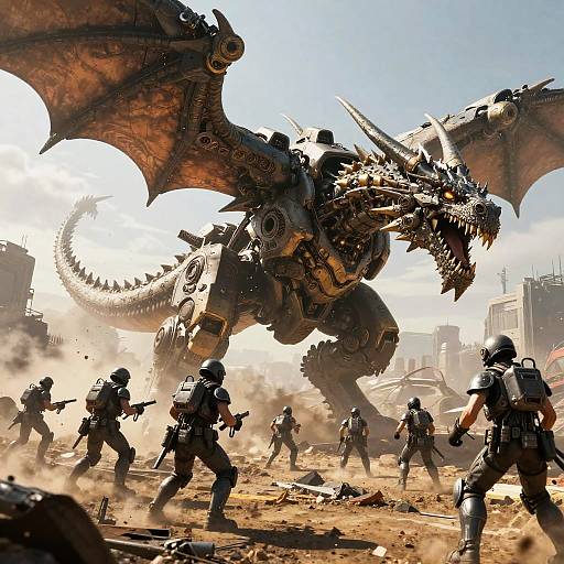 Epic Robot Dragon Battle Scene