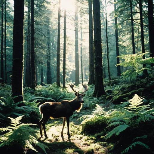 Moose in Sunlit Forest Undergrowth