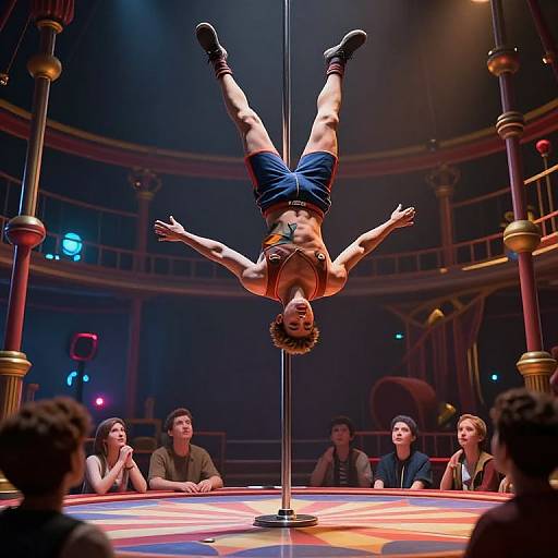 Cyberpunk 3D Acrobat Circus Scene