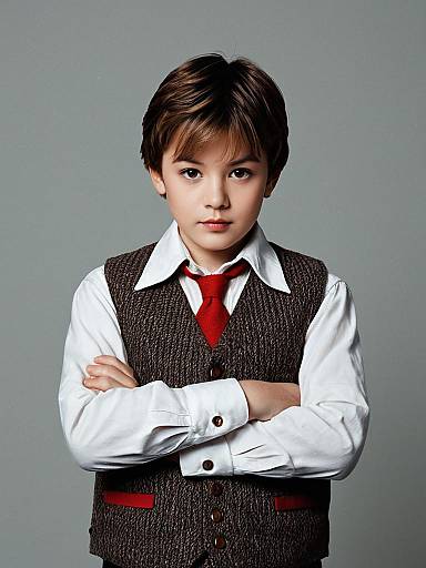 Boy in Vest and Tie with Crossed Arms