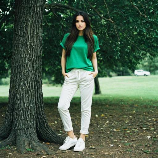 Realistic Outdoor Girl in Stylish Pants