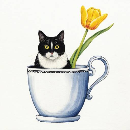 Butterfly and Cat in Floral Container
