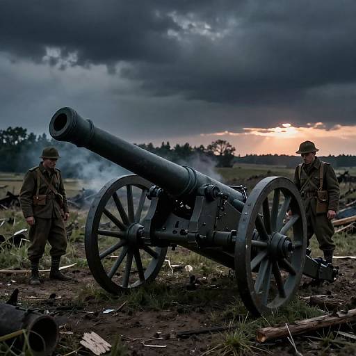 World War I Howitzer Soldiers Scene