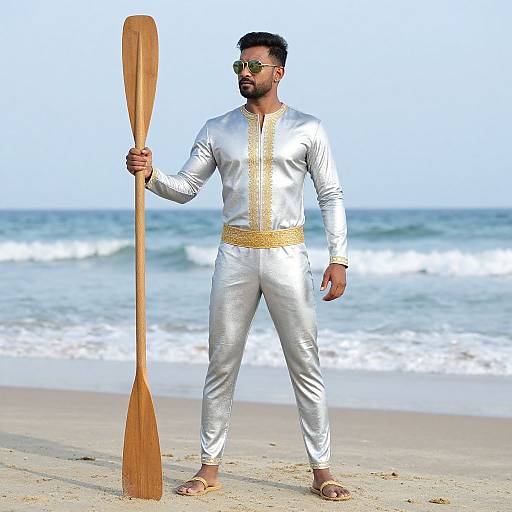 Indian Silver Surfer on Beach