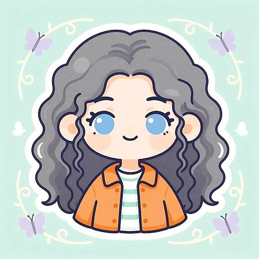 Chibi Character Digital Sticker Illustration