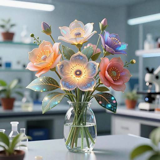 Futuristic Vibrant Bouquet with Digital Petals