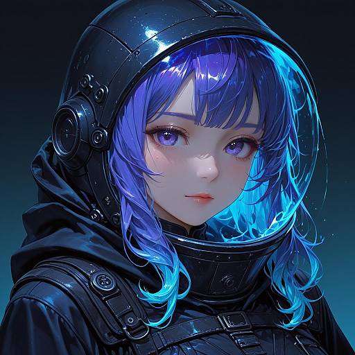 Anime Girl in Futuristic Space Helmet