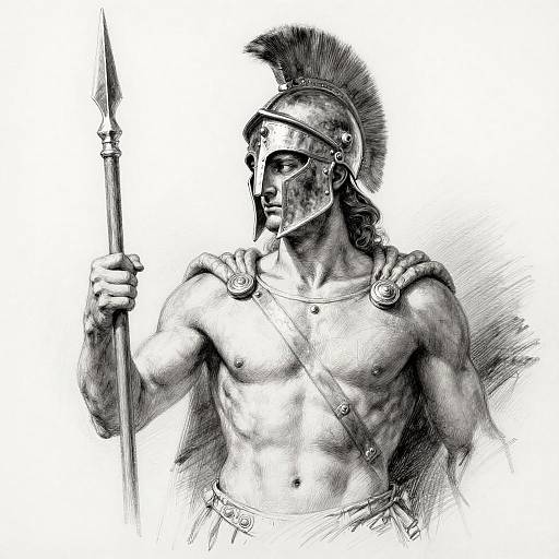 Achilles with Spear Pencil Sketch