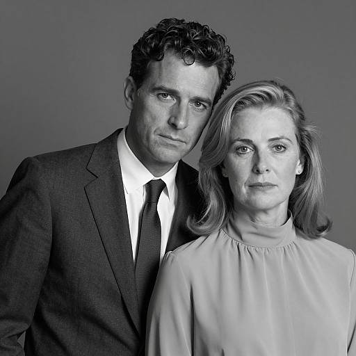 Black and White Portrait of Serious Couple