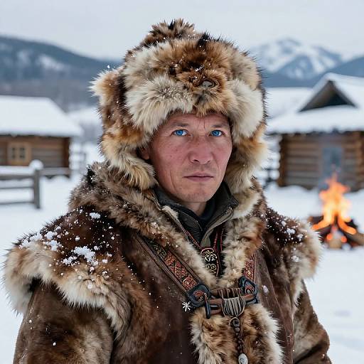 Siberian Portrait with Traditional Fur